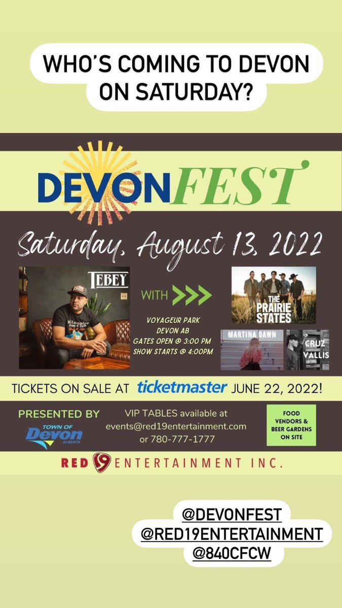 prairiestates's tweet photo. Saturday! #DevonFest weβll see you there.
@Red19Entertain @840CFCW @TownofDevon https://t.co/DDCUJTpSsg