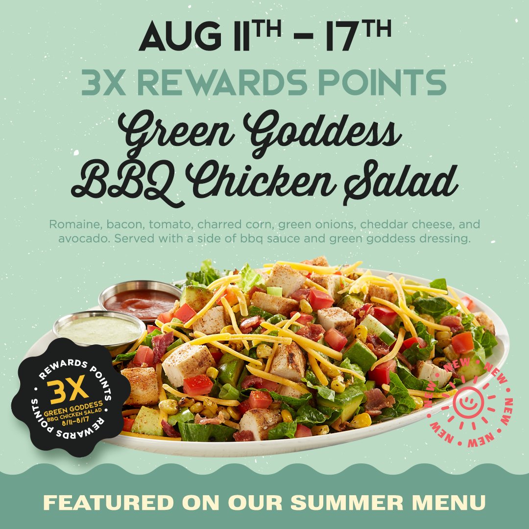 CocosRestaurant's tweet photo. Who says salads have to be boring? Earn 3x rewards when your order the Green Goddess Salad! 🥗 https://t.co/HFqIqLEUlD