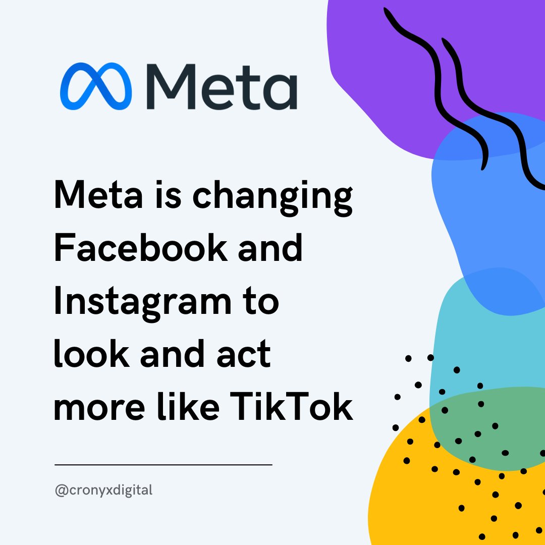 Industry News 🗞️
Meta has tweaked both Facebook and Instagram's apps to more closely resemble its competitor TikTok. 

The changes appear to signal how much of an existential threat Meta perceives TikTok to be.

Full Article: hubs.ly/Q01jvFT90

#cronyxdigital #meta