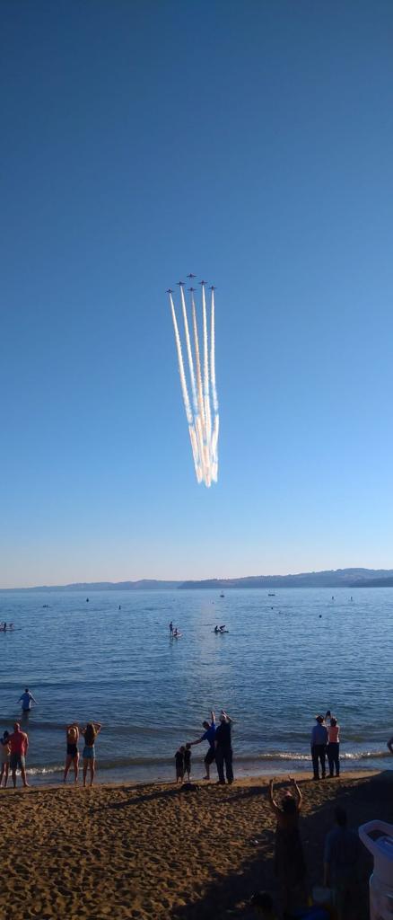 _NCIEXMOUTH's tweet photo. The RAF display team, the Red Arrows perform a flypast the Exmouth RNLI lifeboat station as they bless the boat and new ramp. 

Photos 📸 courtesy of Watchkeepers Hugh Temple abd John Dyer https://t.co/9ZIXkUOwcv