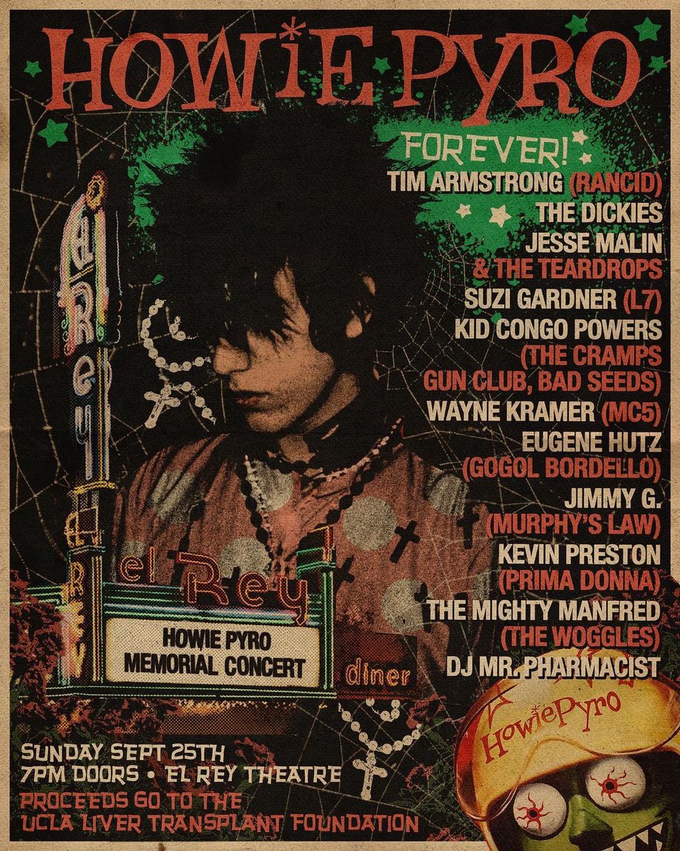 rollinglivepro's tweet photo. ⚡⚡⚡ from @kevintylerpreston On sale today at 10am, L.A. time. Howie Pyro forever. 🖤 

All proceeds go to the UCLA Liver Transplant Foundation. https://t.co/wDFDsfTmPG