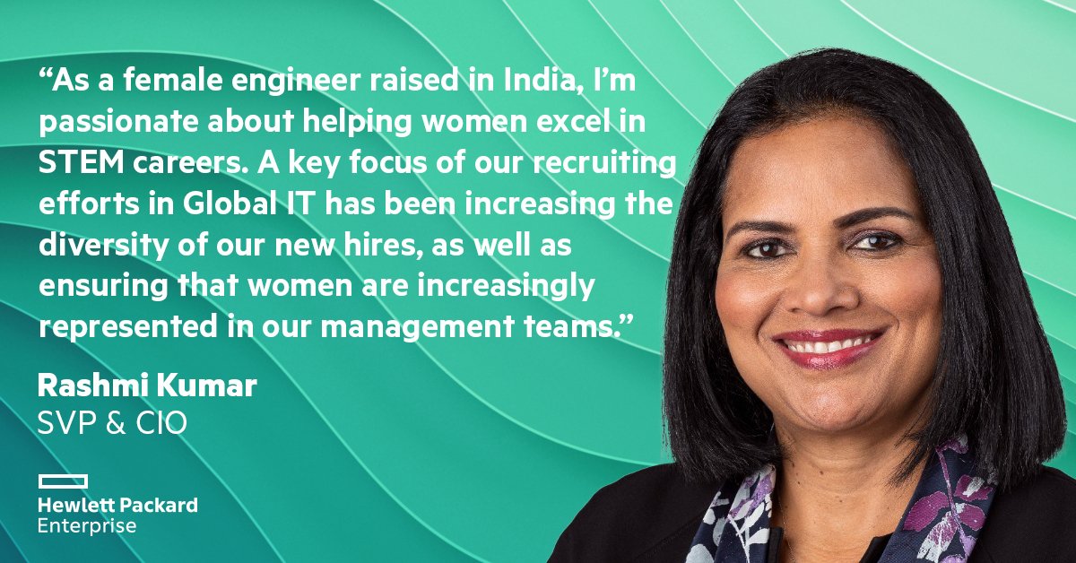 HPE's tweet image. Rashmi Kumar, HPE SVP &amp;amp; CIO, shares why she’s proud to be part of HPE, where we are fueling innovation and driving transformational change. HPE was recently named on @Seramount’s list for 2022 Best Companies for Multicultural Women. 🙌 #WeAreHPE
hpe.to/6013zC6Zl