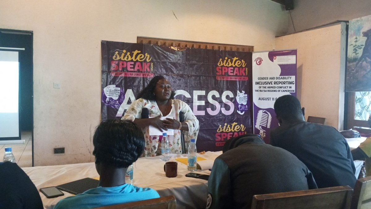 TheSafeguard2's tweet photo. Media men and women from the NW &amp;SW regions of #Cameroon attending a workshop on Gender and #Disability Inclusive reporting of the Armed conflict in the NW &amp; SW regions of #Cameroon  organized by @Sisterspeak237 &amp; @SwissAmbYaounde. @ComfortMussa
@CynthiaWanchia @Sisterspeak237 https://t.co/HuOolUmvBx