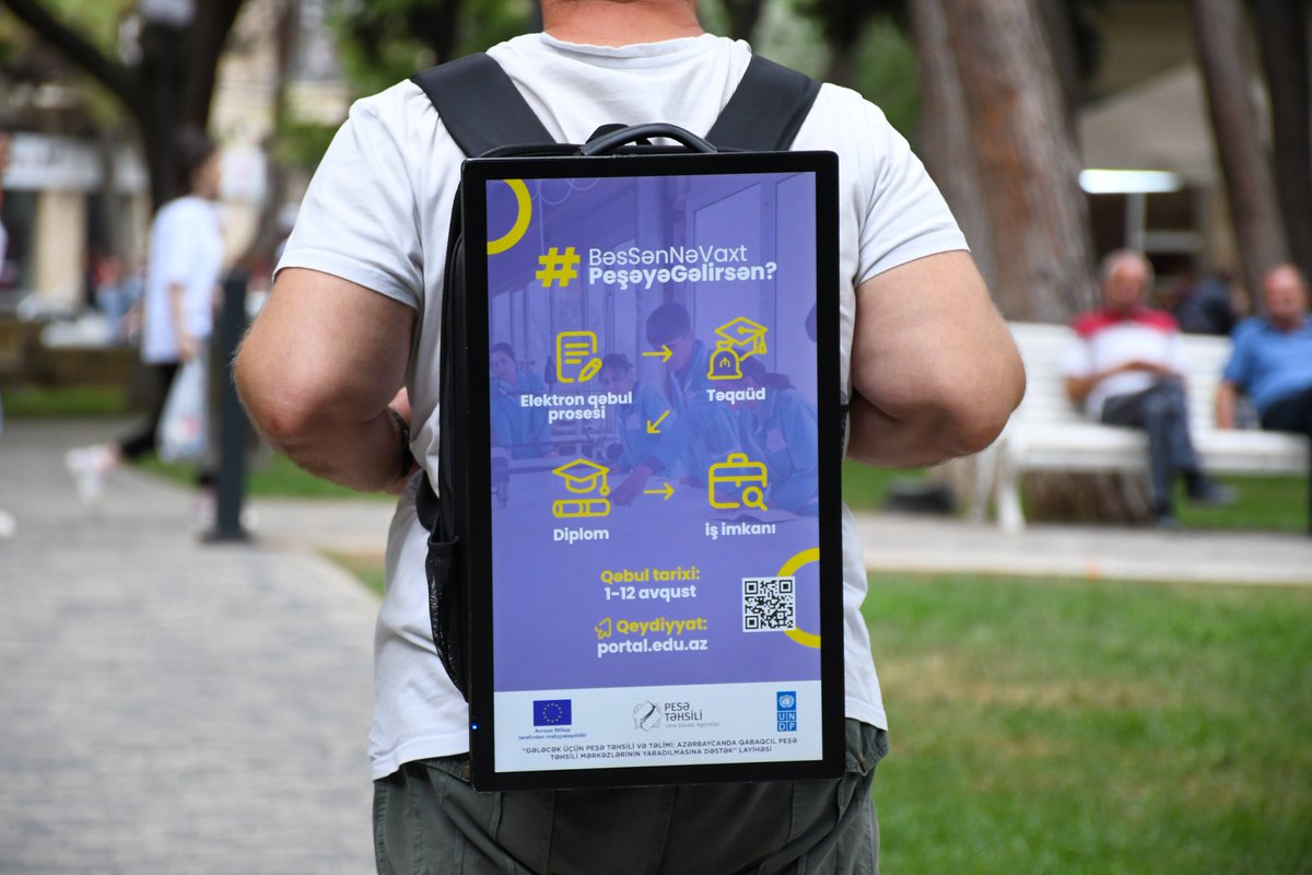 UNDPEurasia's tweet photo. With support from the #EU, we continue to help equip youth with the skills fit for the future.

This #YouthDay, @UNDPAzerbaijan through its public campaign calls 🇦🇿women &amp; men to join #VET.

☑️ Apply now: https://t.co/1jjJsRpg7y
🗓️Deadline: 12 Aug

#UNDPEUPartnership https://t.co/BRBYT5saCl