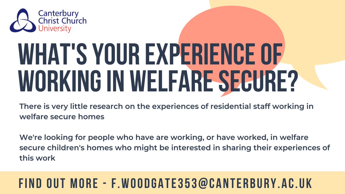 Calling all residential care staff who are working or have worked in welfare secure homes! My dclinpsy thesis is exploring staff's stories of this work. DM or email to find out more, shares hugely appreciated!