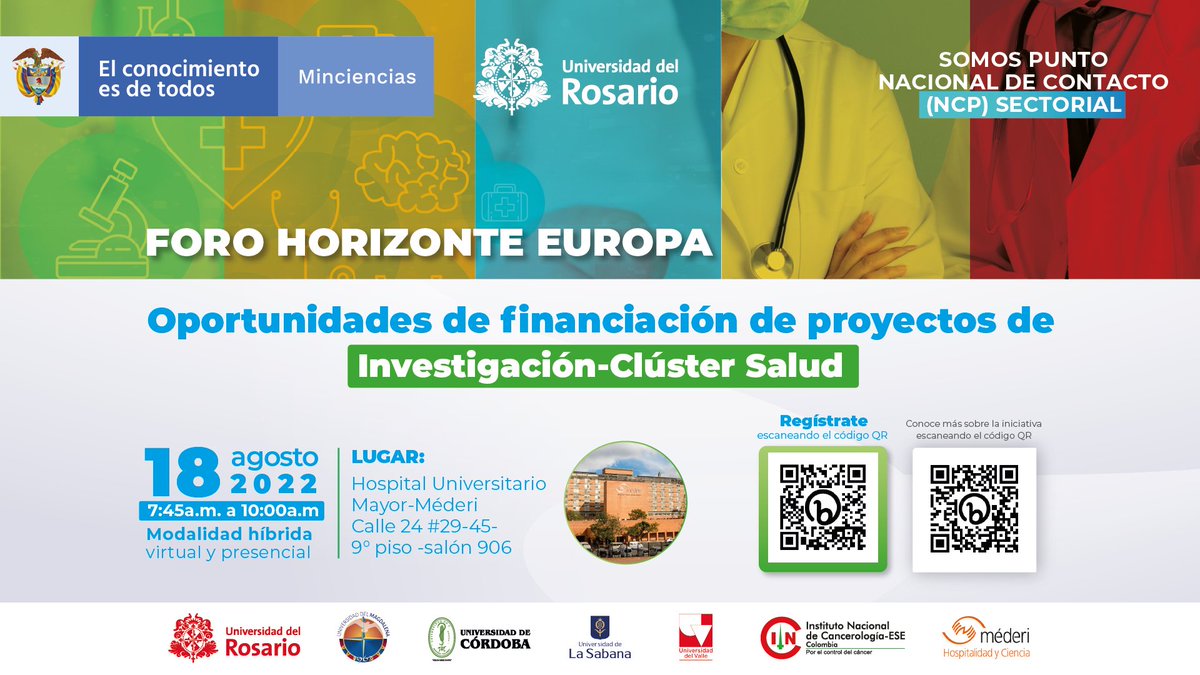 LaSabanaAbroad's tweet photo. Queremos brindar espacios académicos que contribuyan a la apropiación del conocimiento y a la creación de redes de investigación. Como parte del #NCP Clúster salud, los invitamos a conocer  las oportunidades de financiación para proyectos de este sector. https://t.co/T54ZBrJSvv https://t.co/C3k1MTBUMY