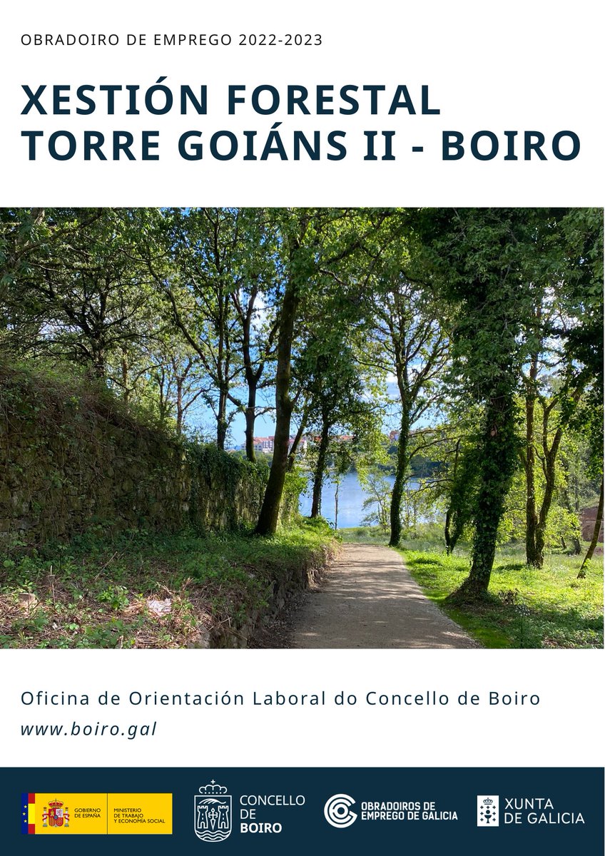 ConcelloBoiro's tweet photo. 👉🏼 O Concello de Boiro desenvolve unha nova edición do Obradoiro de Emprego en xestión forestal Torre Goiáns II – Boiro. 
📌 As persoas interesadas en participar deben inscribirse como demandantes de emprego na Oficina de Emprego e solicitar “taller de emprego”. https://t.co/iUUC3838wL