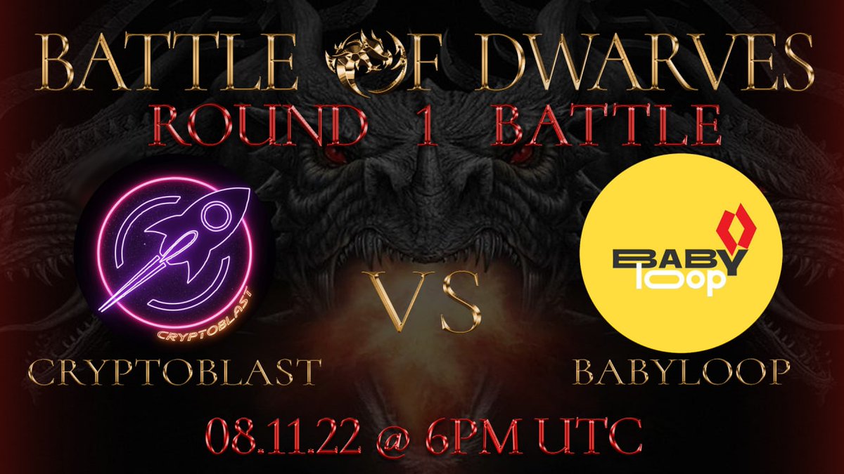 ⚔️GAME OF TOKENS - BabyLoop vs CryptoBlast⚔️

Who do you think should win this Battle of Dwarves at the Game of Tokens Battle Arena?

Reply w/ #BabyLoop or #MettaBlast

Watch the battle- t.me/GameOfTokens_B…
