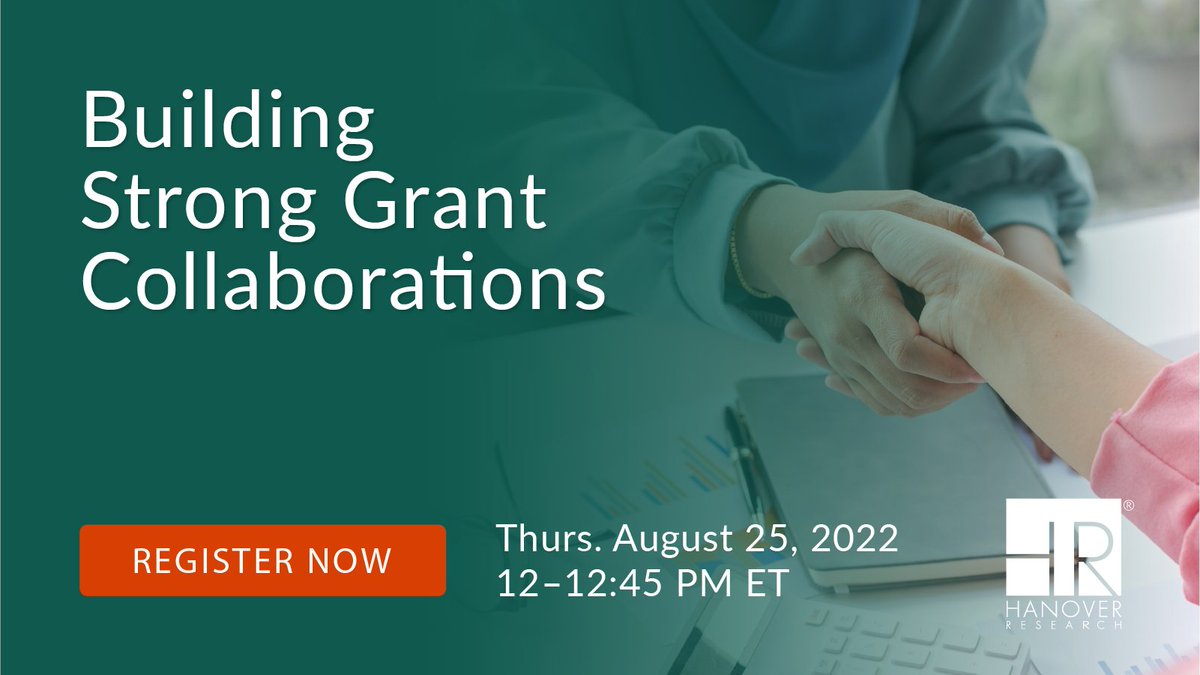 HanoverResearch's tweet photo. Effective teamwork is essential for developing competitive #grant proposals. Join Hanover grant experts on August 25th for a discussion about the best methods that build strong grant collaborations #highered #collegechat https://t.co/Yp8OJGHFlv https://t.co/IwHmEMALbh