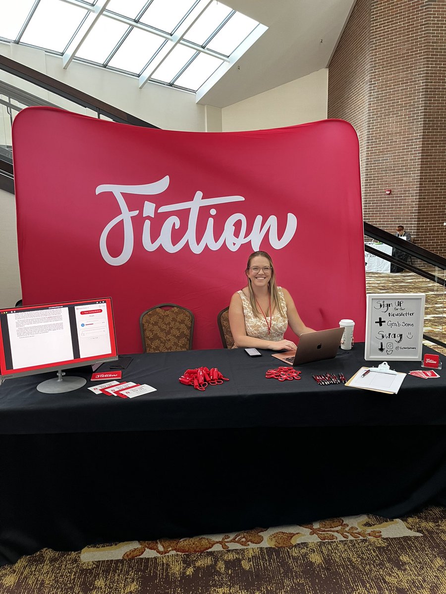 FictionSoftware's tweet image. We’re all set up here at the @LUWriters   #QuillsConference22 So excited to meet you all! Stop by our table and say hi 👋 we have an exclusive preview of our latest feature for conference attendees. #WritingToChangeTheWorld   #Quills2022 #LeagueOfUtahWriters