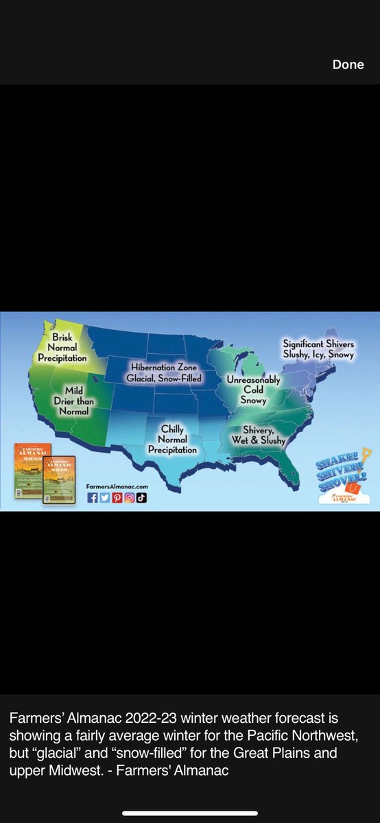 NotSoPunkRaq's tweet photo. I really love the energy of the Farmer’s Almanac calling Michigan “unreasonably cold” https://t.co/BCqFCj7McT
