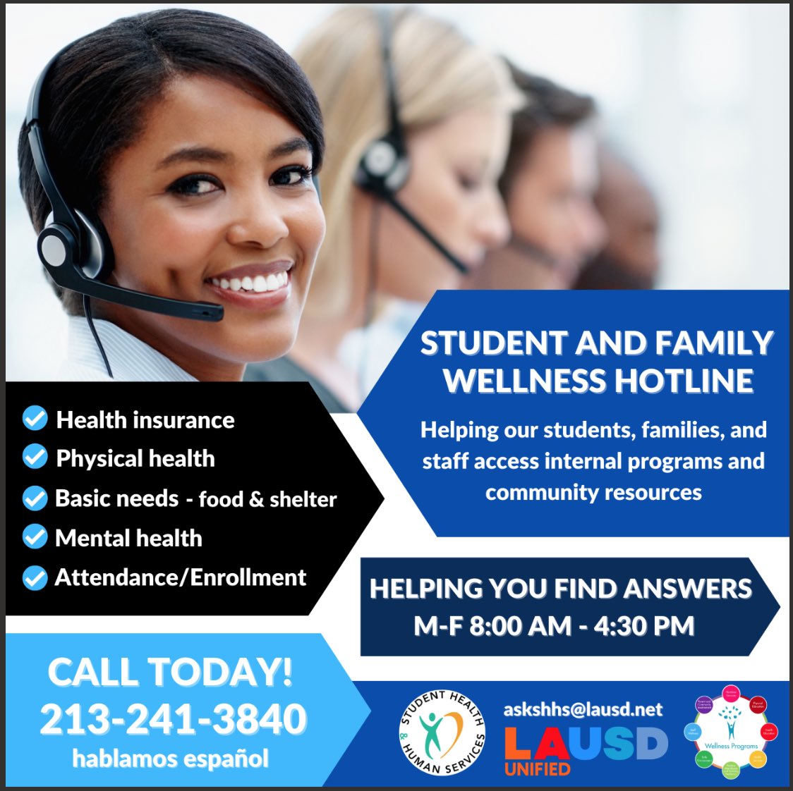 Student and family wellness is important to us. We’re here to help. 
⁦<a href="/LAUSDSup/">Alberto M. Carvalho</a>⁩ 
⁦<a href="/LASchools/">Los Angeles Unified</a>⁩ 
⁦<a href="/LDNESchools/">LDNortheast-ARCHIVE</a>⁩