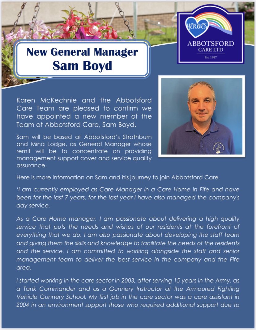 AlyMcKechnie's tweet photo. Excited to announce our newest appointment we’re privileged that @samboyd4097’s joining team as General Manager for the Lodges. Having admired & worked together as #fifecares & he shares our values that #relationshipsmatter #partnershipworkingiskey looking forward for future. https://t.co/Py4Brackzq