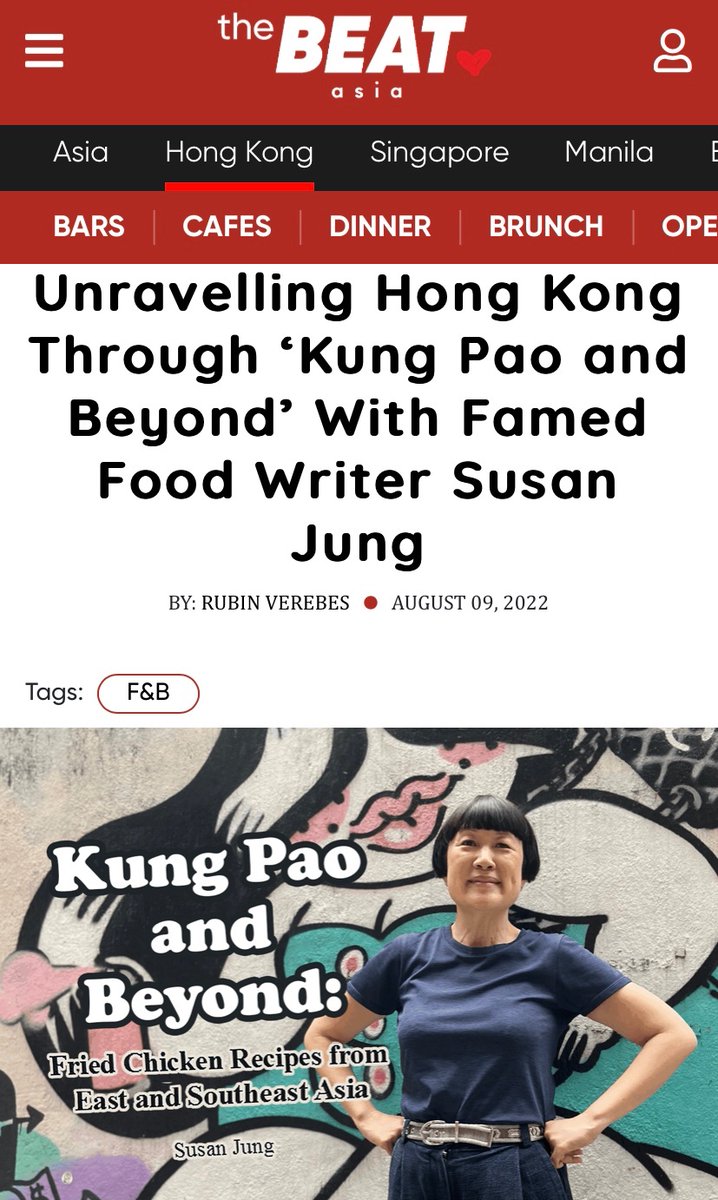 susanjungfood's tweet photo. Thank you @rubin.jpeg & @thebeat_hongkong for this long piece on me! When Rubin interviewed me I thought it was just going to be a short article but itโs not! ๐ I talk about my 25 years as #foodeditor at https://t.co/mK708QZbq7 & my book on #friedchicken. https://t.co/I58bjseoGX https://t.co/sDcsesOIEQ