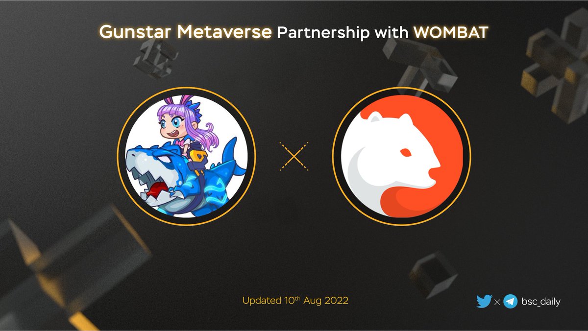 🎉 <a href="/GunStar_io/">Gunstar Metaverse</a> Partnership with <a href="/adoptwombat/">Wombat - powered by PlayMind</a> 🚀

#Gunstar - a game inspired by Worms / Gunbound games, a massively multiplayer online role-playing (RPG) and turn-based strategy NFT Game😍

#WOMBAT - Build your legacy as a gamer with amazing NFTs you get by playing🎉

#BNB #BSC 🔥