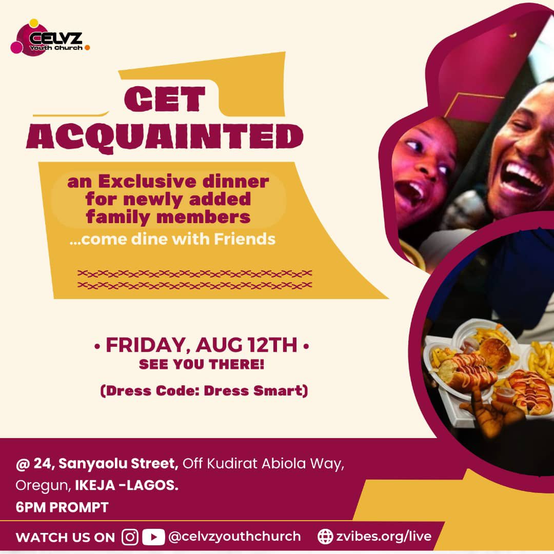 celvzyouth's tweet photo. ITS TOMORROW!!!!!!

THE COMPANY YOU KEEP DETERMINES WHAT ACCOMPANIES YOU 🤗

Come and get acquainted with a family of the prosperous, graced and vibrant zvibes youth church 🥳❤️

#FoodBank #GetToTogther #GetFamiliar #Festing #ChopLifeChurch https://t.co/NBQ0jck3Io