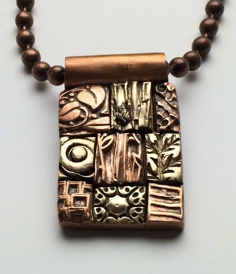 MetalClayToday's tweet photo. #textureThursday With yet another stunning piece by Lyle Rayfield (be sure to scroll back to see other pieces!)  Patchwork beauty is her step-by-step from our Fall 2018 edition. 
#jewelry #MCT #MetalClayToday #metalclay #stepbystep #tutorial #artclay #PMC #Inspiration #texture https://t.co/aTGWsFfGlI