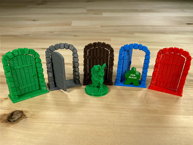 thegamecrafter's tweet photo. We're thrilled to announce that we added Hinged Stone Doors to our Board #GamePieces shop! They're plastic, come in 5 colors (green, gray, black, blue, red), and 3D printed by The Game Crafter. 17mm #meeple included for scale.
https://t.co/Ldcf2W91oz #GamePiece #GameDesign #RPG https://t.co/qDF4iZcjmN