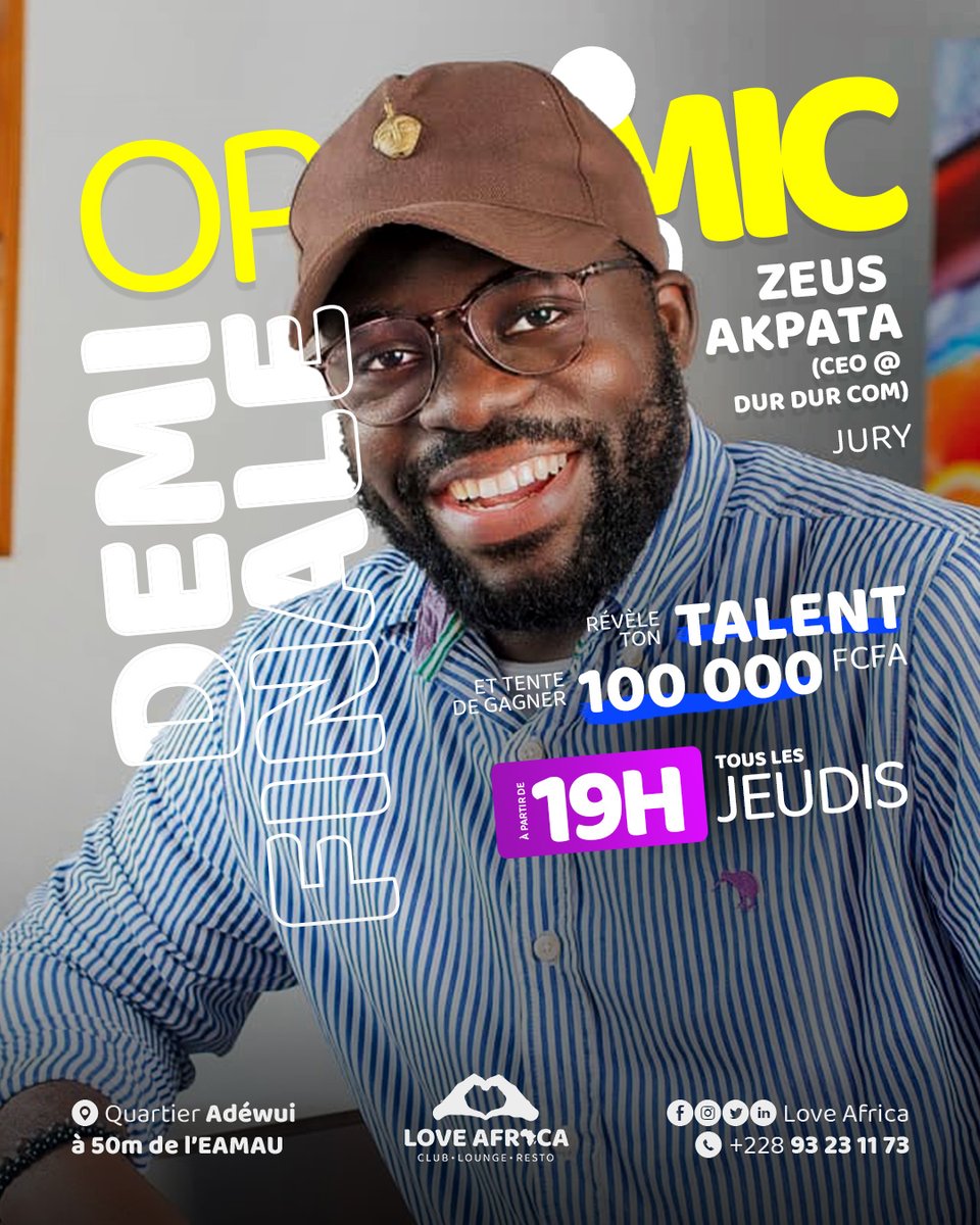 LoveAfricaTg's tweet photo. Blogueur Chroniqueur/Promoteur/Community Manager/ Vlogger / Social Media Manager/Proline/ Responsable de Dur Dur COM et bien d'autres encore, l'incontournable créateur de contenus web @zeusreas92i sera notre second jury pour cette demi-finale d' #openmic ce soir!!
#qfal #TT228 https://t.co/HFBg7c0EQp