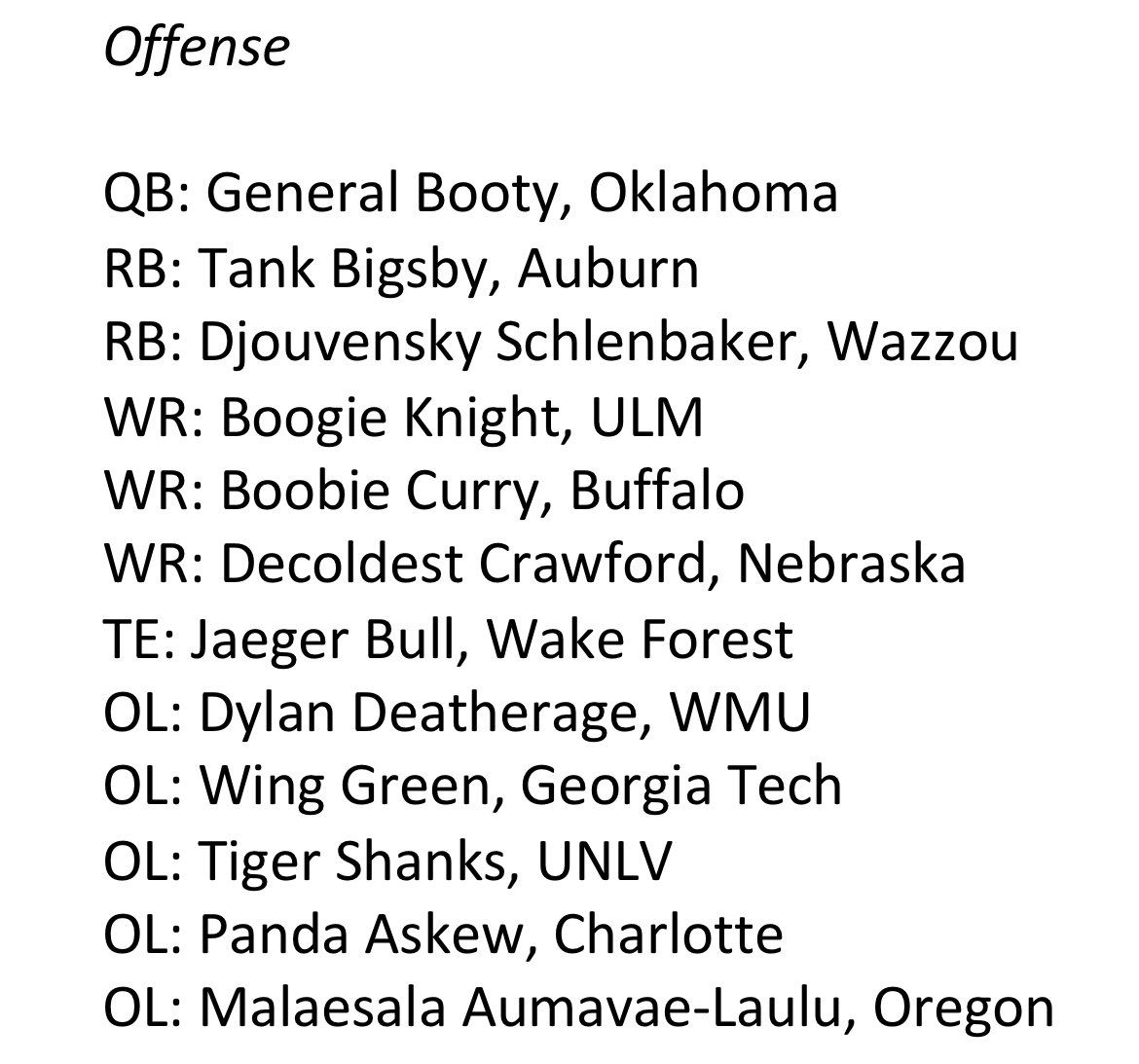 Arrogant Nation 🏻 on Twitter "2022 College Football AllName Team 👇🏻