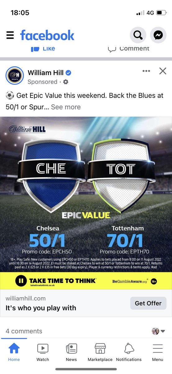 MAttack_crypto's tweet photo. @WilliamHill your ad doesn’t seem to be working - I’ve tried to sign up but the link is broken. When I go on the app the odds are nowhere near as good? Any ideas?🤷‍♂️ https://t.co/oyqTS7xABP