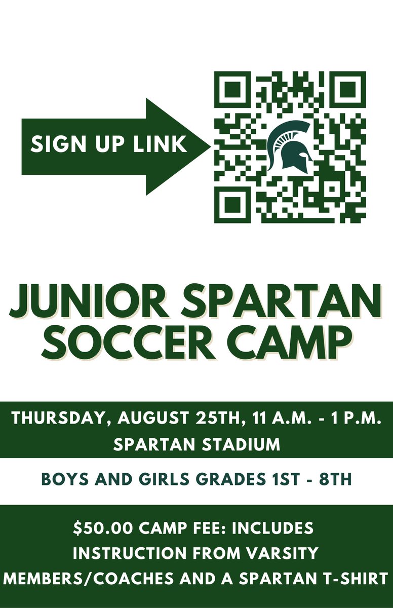 Come join us for our Junior Spartans Camp on Aug 25th!