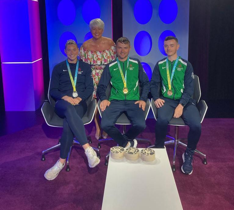 tune into @UTVLife to relive @GoTeamNI record breaking feats in @birminghamcg22 with medal winners @kateoc2000 Sam Barkley and Adam McKeown, Friday night at 7pm!