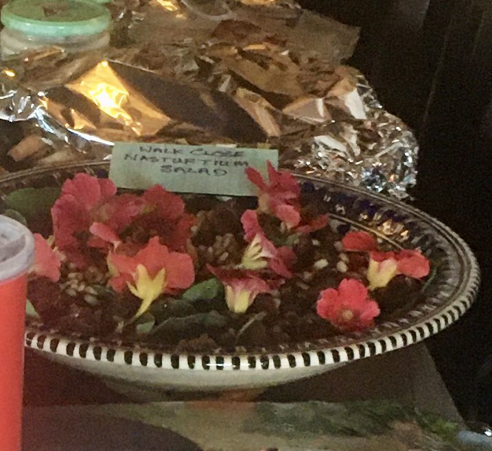 We raided the planting schemes and made a delicious tomato, nasturtium salad with dates and pistachios. The chard leaves went into a fabulous cheese, chard and lemon filo pie. Wish the judges could’ve stayed to taste the displays! @RHSBloom <a href="/amberolUK/">Amberol UK</a>