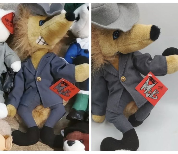 GeneratorRoom's tweet photo. IN SEARCH OF:
1995 Sugar Loaf plushie from the line up called "The Mob" pictured below. ONLY look for this one (there's one close to his design on eBay with a purple hat and plaid suit, but I already have him and only looking for this guy). https://t.co/Y5c3Tusswx