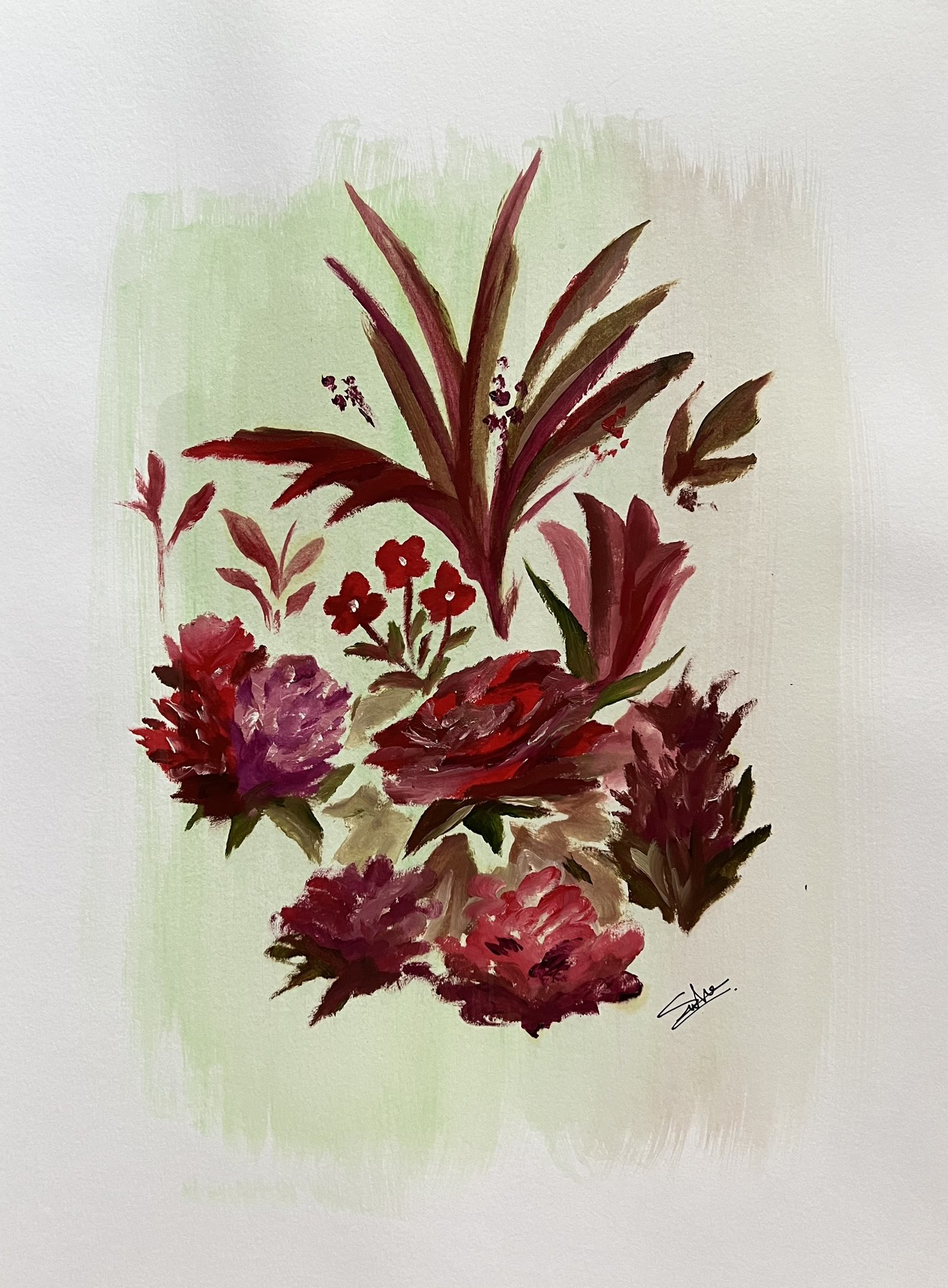 油絵手書き肉筆画33センチ✖️24土井  花と花瓶作品のみ 油絵手書き肉筆画33センチ✖️24土井 花と花瓶作品のみ 油絵