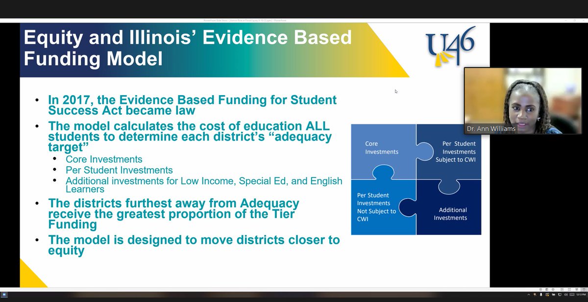 At our #U46EquityMatters Symposium, our very own Dr. Williams is breaking down the theory, practice, and structure of fiscal equity. Let's not forget that we as school and district leaders must ensure that resources and fiscal operations are executed in a way that centers equity.