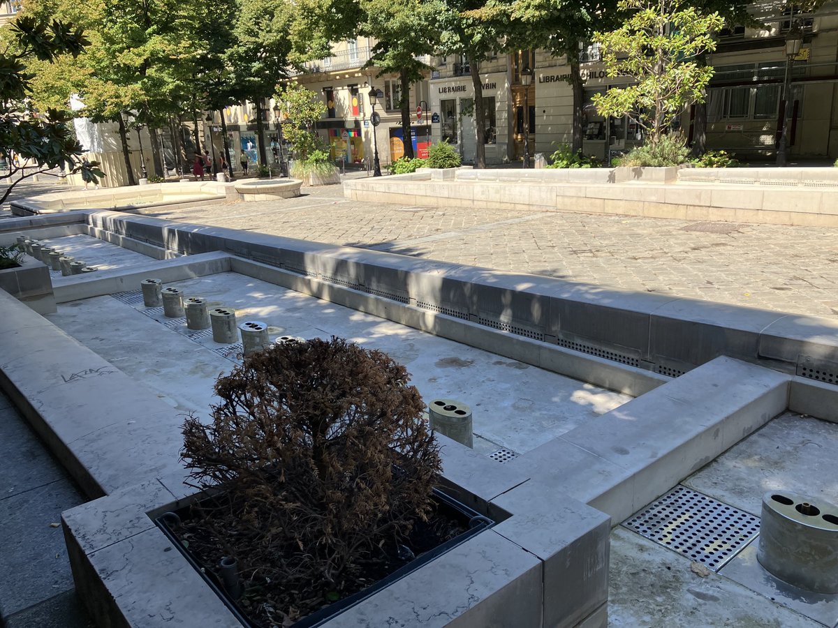 Les fontaines de la place de La Sorbonne sont arrêtées depuis un an et demi. 

Aujourd’hui elles ont été nettoyées. Du coup les habitués du quartier espèrent, vaguement….

#îlotsdefraîcheur #saccageparis