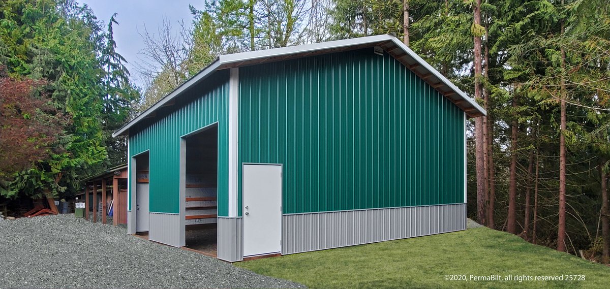 We sure 💚💚 this 28x30x14  #polebuilding we built in Poulsbo!

That galvanized wainscoting looks sharp!

Check out some more cool projects here:

ow.ly/Os0450KhhXR

#polebuilding #polebarn #postframebuilding #polebarnsnw #garagebuilder #shopbuilder #permabilt