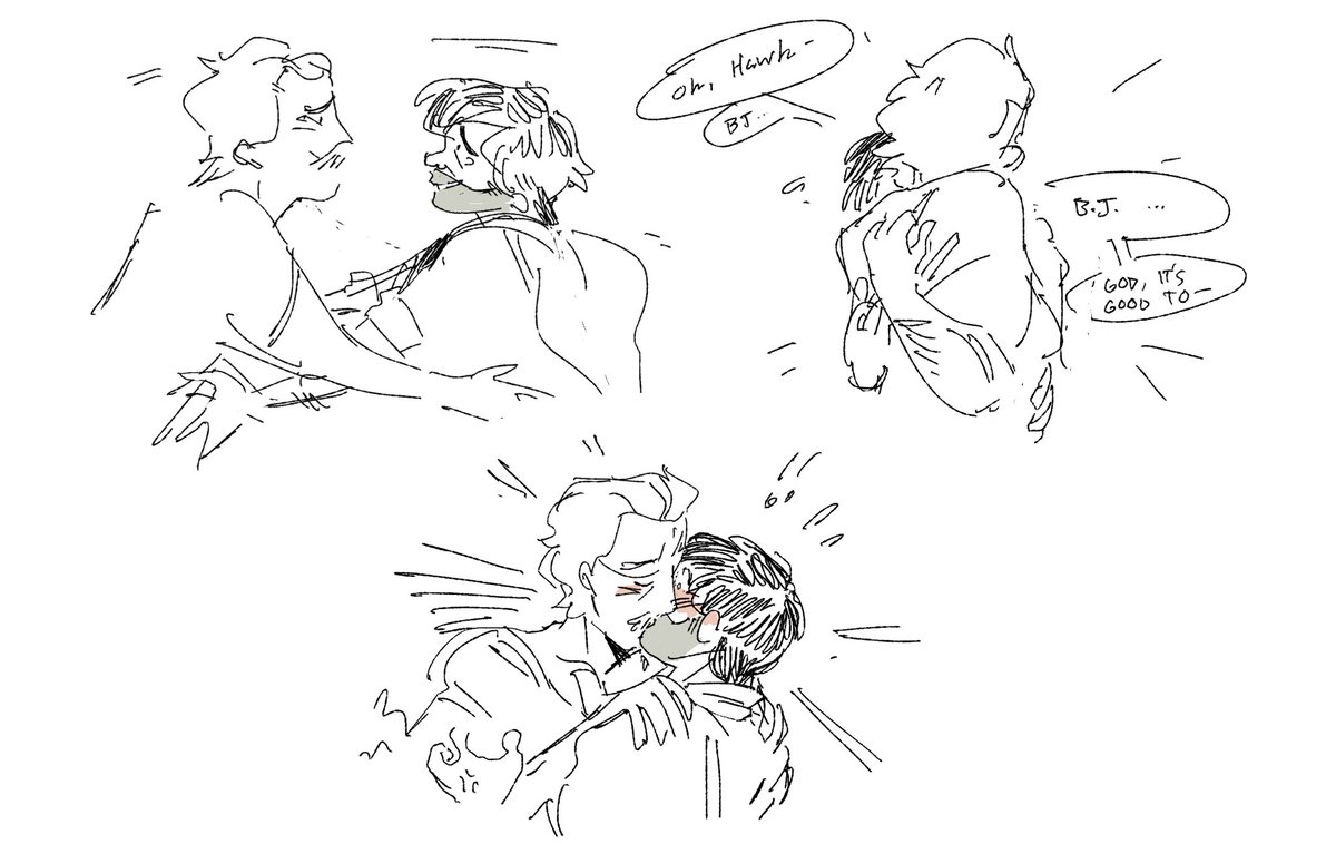 JOCKPRIEST's tweet photo. i wish i could offer all you new followers any sort of consistency but ehhhhhh fuck that. here’s gay M*A*S*H fanart #hunnihawk https://t.co/AVln0oxj1z
