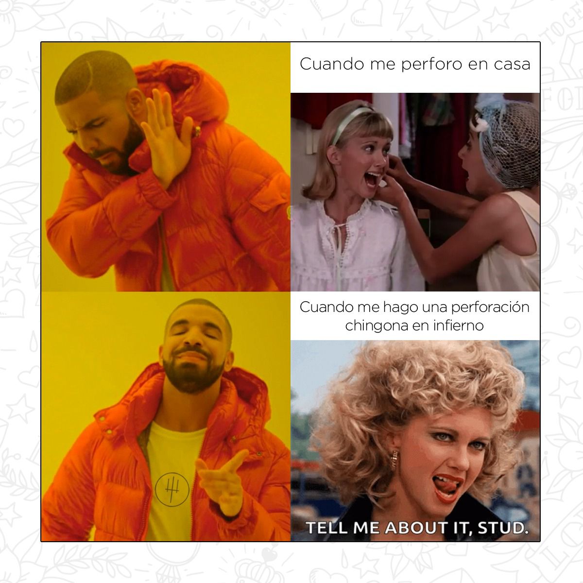 Al igual que “Sandy”, puedes tener tu glow up y vivir la historia de amor de tus sueños, siempre y cuando cuides de tu cuerpo asistiendo con un profesional.
Cotiza tu perforación y agenda cita.
Recordando con todo respeto y admiración a la cantante y actriz Olivia Newton John.