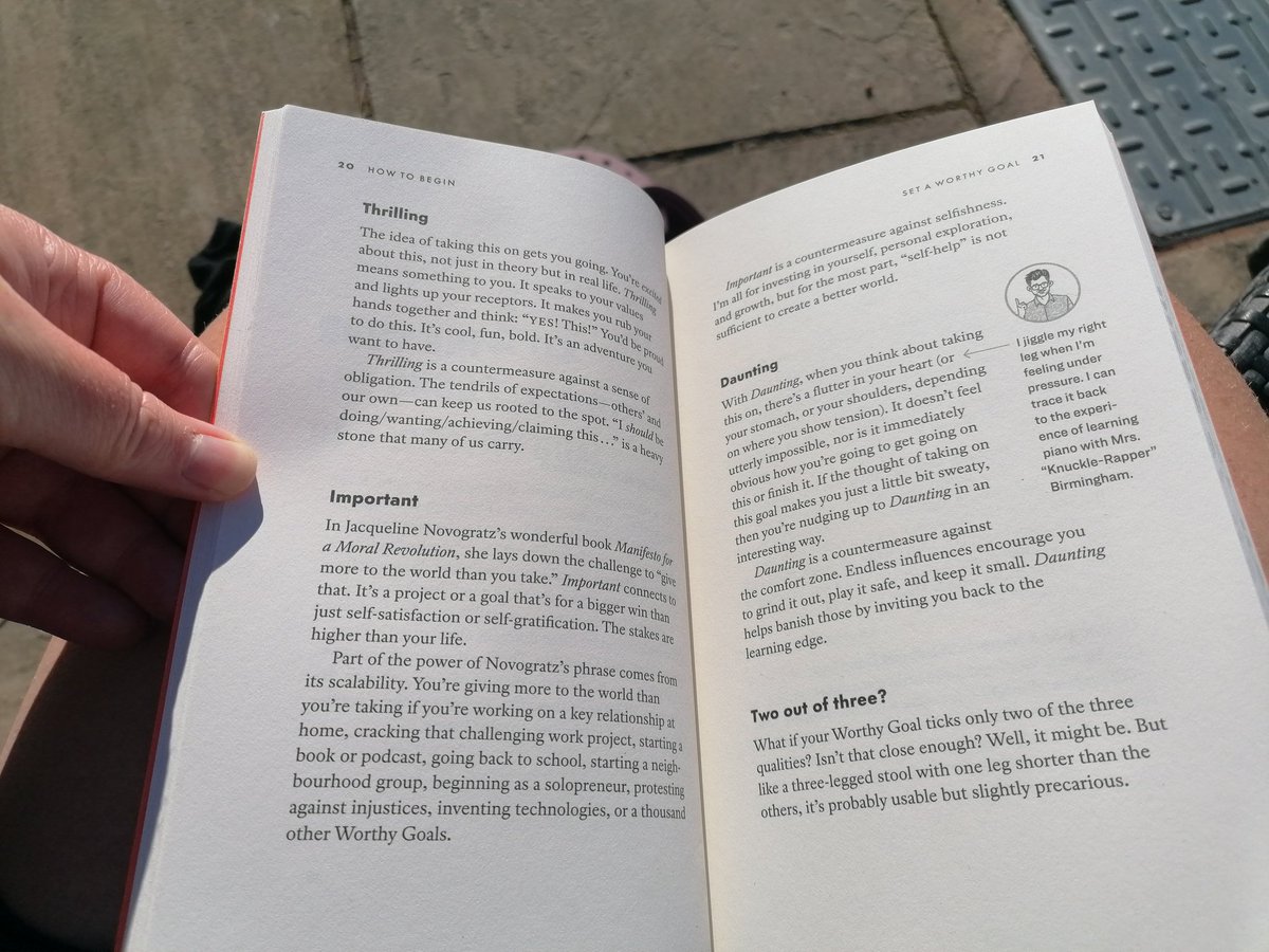 Kim18751624's tweet photo. Reading how to begin in the sunshine ☀️ these 3 words sum up the evaluation goal i am working on, Thrilling, important and daunting. So we must be doing something right @bouncebackst &amp; penny
#EvaluationDreams 
#SCLIP #Evaluation @nes_qi
@DoMoreGreatWork https://t.co/FATqDcedOg