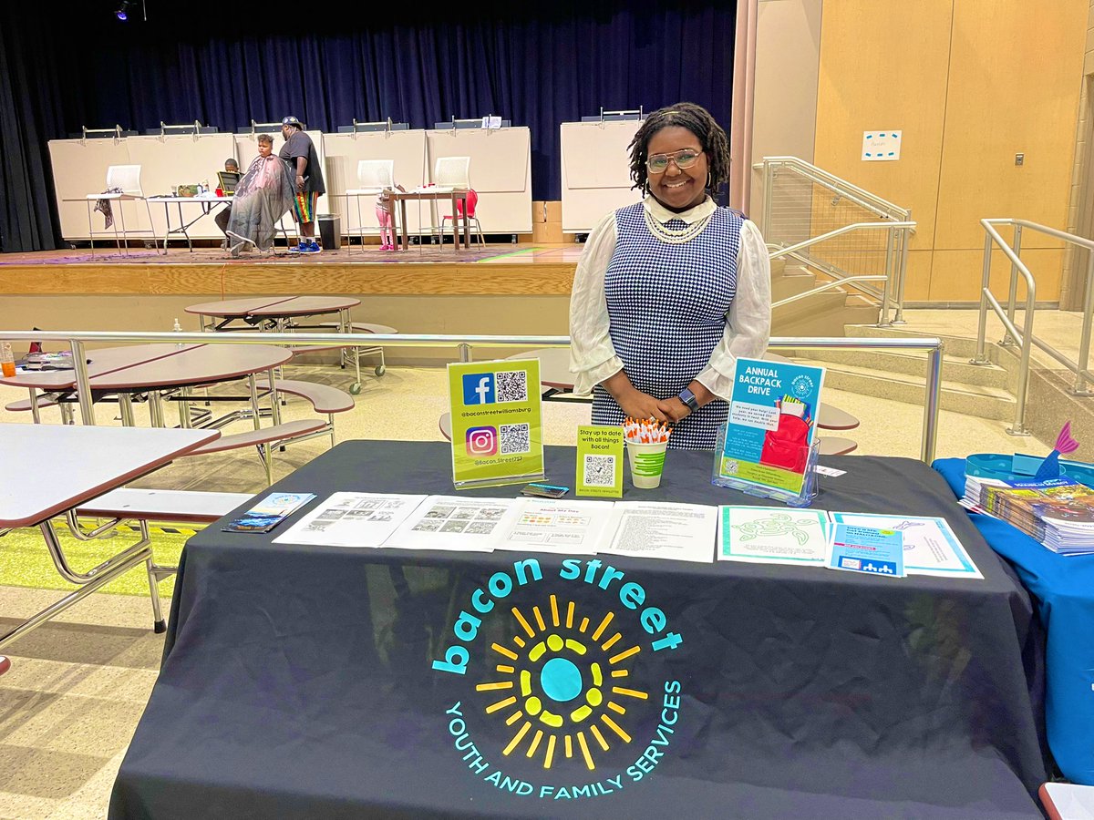 Check out our Community Outreach &amp; Engagement Coordinator, Destiny, at the WJCC Open House at James Blair Middle School!