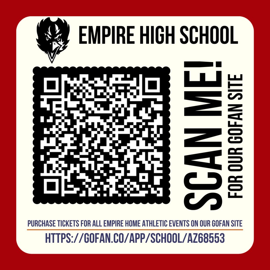 Attention Empire Athletics fans! This year we have moved all ticketing online to GoFan. You can download the app or go to the website to purchase tickets for all home games. Go Ravens!