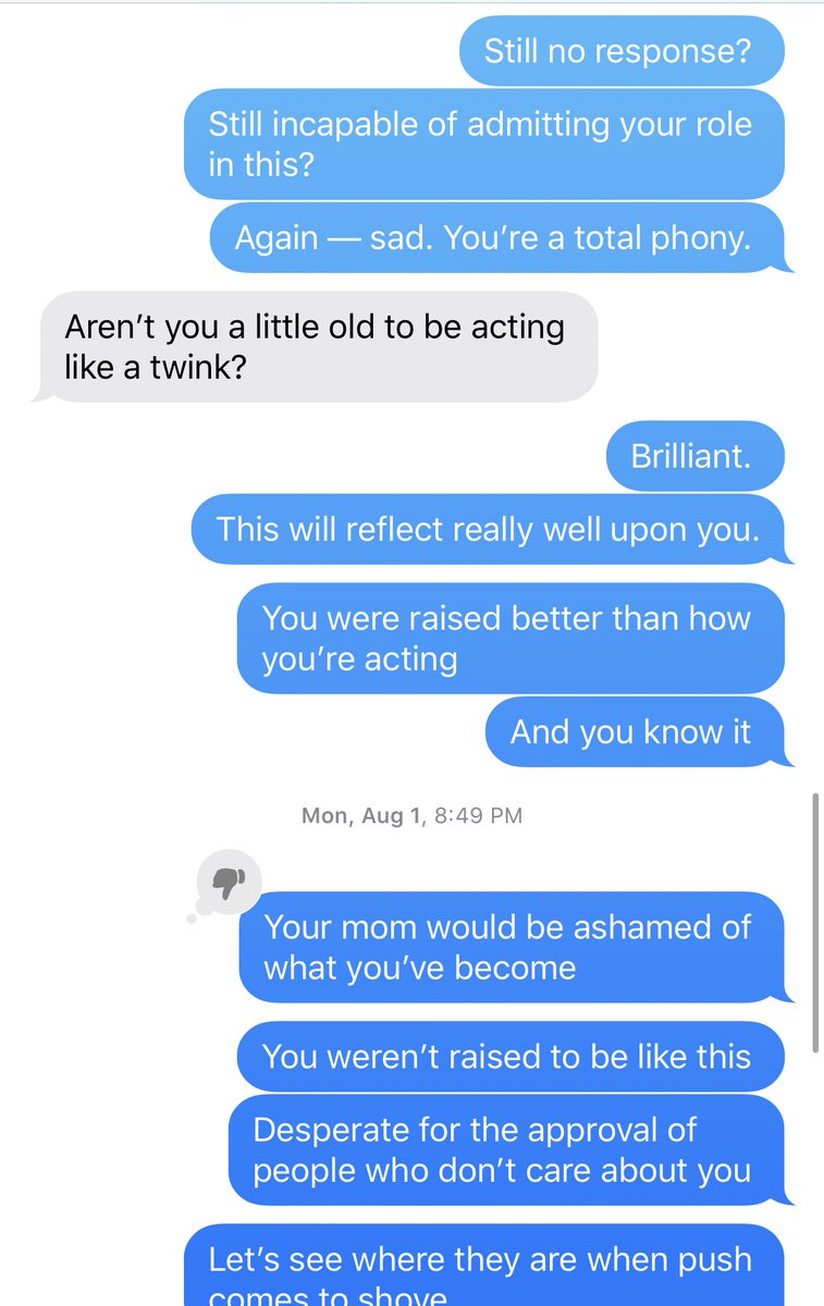PageyInExile's tweet photo. @pkdelvey Post the whole convo for the context of how you were abusing another account hypocritically. And I don’t retract my comment, I suspect she would be ashamed. You’re an awful person. https://t.co/nODytuA3Ls