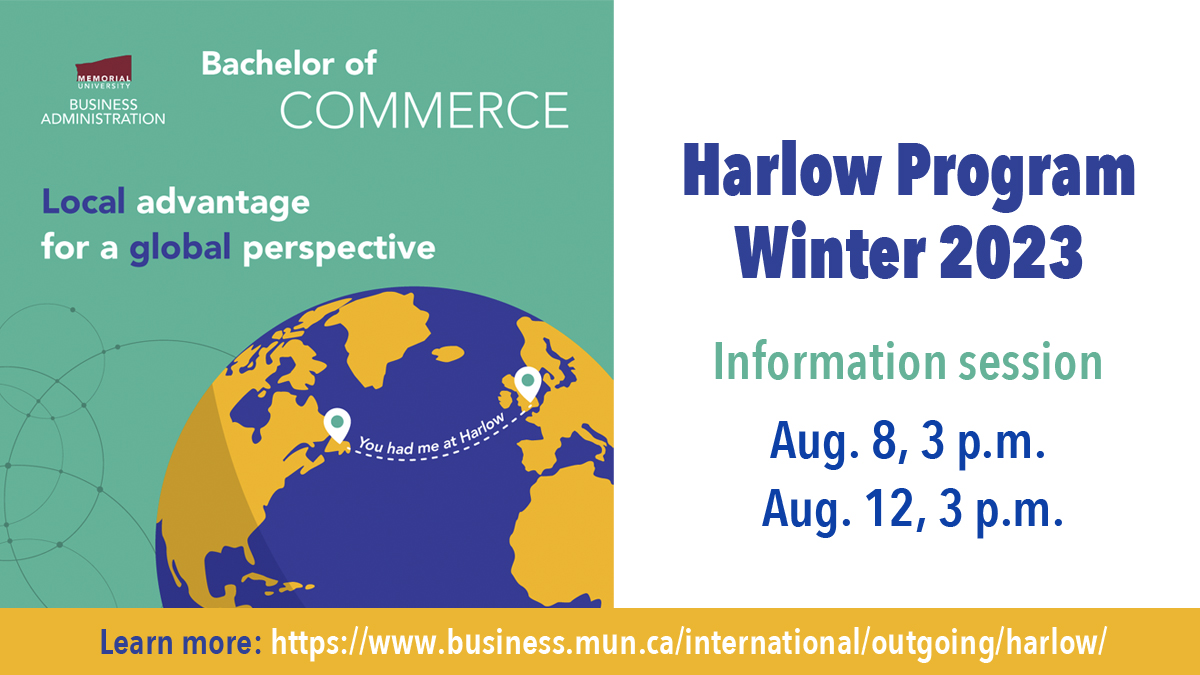 Our final info session about our revamped #Harlow program is happening on Aug. 12. Discover the unique experience of studying abroad at <a href="/MemorialU/">Memorial University</a>'s #Harlow Campus in Winter 2023! Details: ow.ly/PORV50JRK5w

<a href="/Memorial_INTL/">MUN International</a>