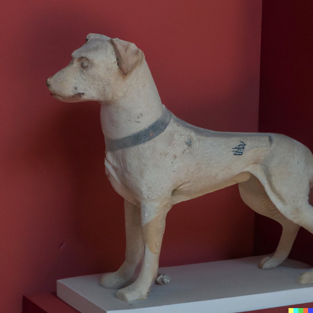 70nyit's tweet photo. "Ancient roman sculpture of a dog"

And @OpenAI Dall-E generates this. Wow. https://t.co/vrevyagLeK