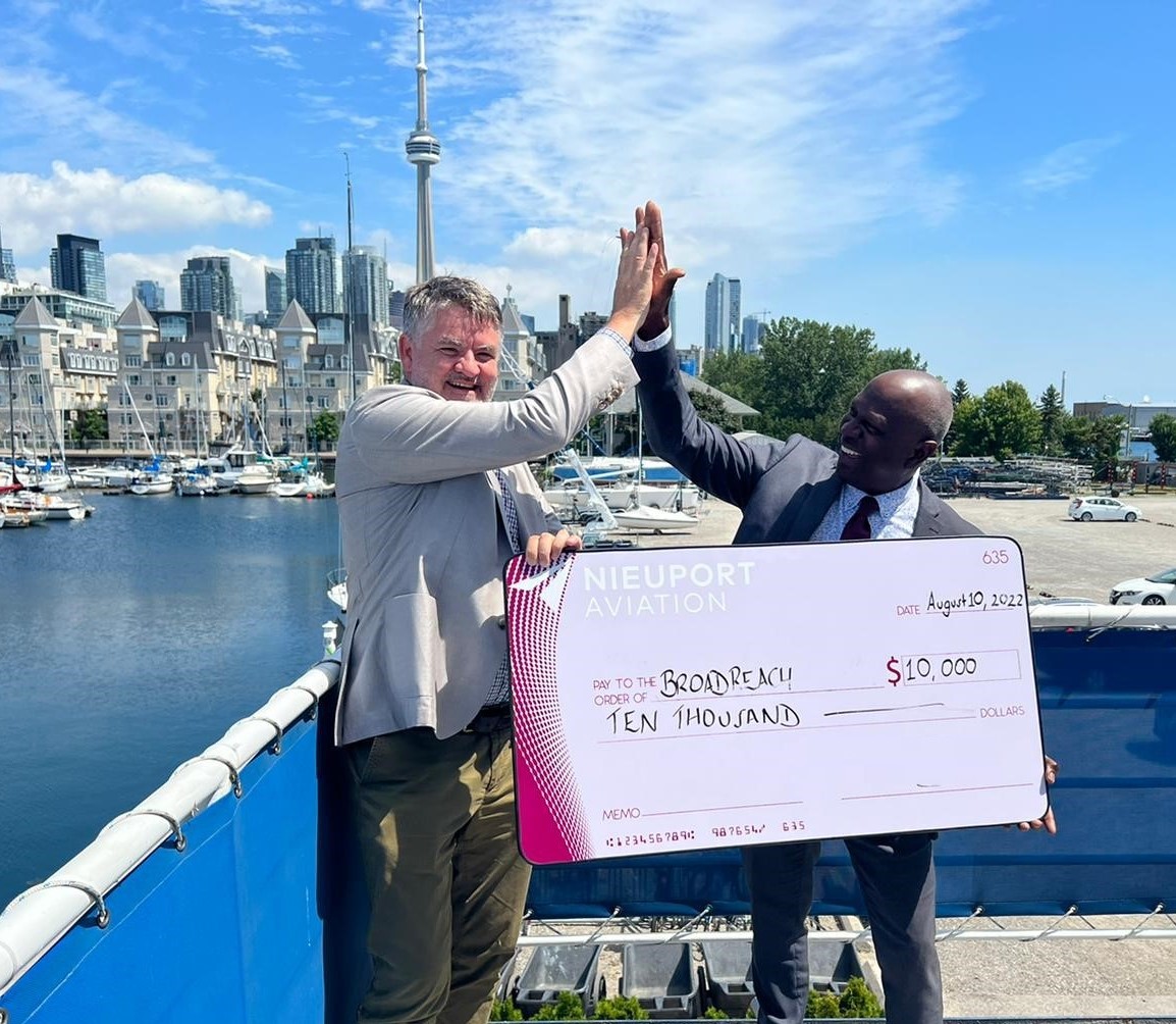 Nieuport's tweet photo. We are proud to work alongside community partner 
@SailBroadreach. Yesterday, our CEO Neil Pakey presented a cheque to BroadReach CEO Marguerite Pyron and Chair Charles Waterman to help in their mission to inspire under-served youth through sailing. https://t.co/B1kFPzAPhE