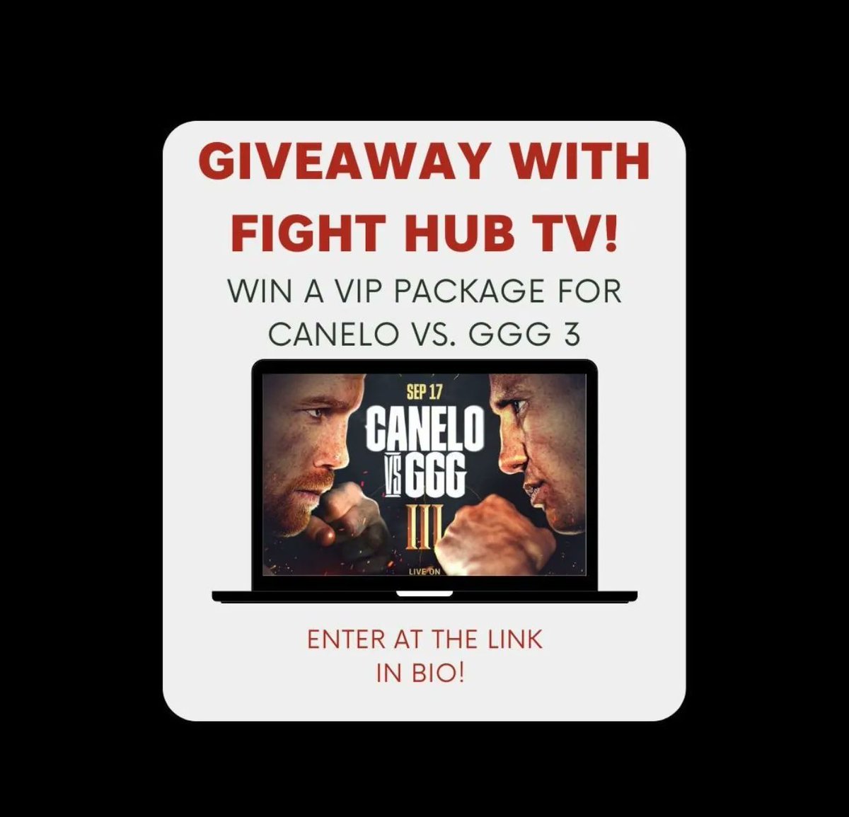 FightHubTV's tweet photo. 🥊 Canelo vs. GGG 3 VIP GIVEAWAY!!!
😜👉🏽: https://t.co/33f4vrOESc for the chance to win🎟️
#CaneloAlvarez #boxing #GennadiyGolovkin #Giveaway #MatchroomBoxing #StageFront
👉🏽RETWEET👈🏽 https://t.co/o4wRf93OrB