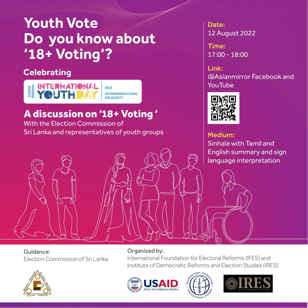 Revolutionist28's tweet photo. I will be taking part as a panelist in this special panel discussion on 'Youth Vote' which will be held on 12th of August 2022 in celebrating #IYD2022. Please join the conversation.#youth #youthinpolitics #youthpoliticalparticipation #youthvote #politics #SriLanka #Lka #election https://t.co/gmNJNSD8eD