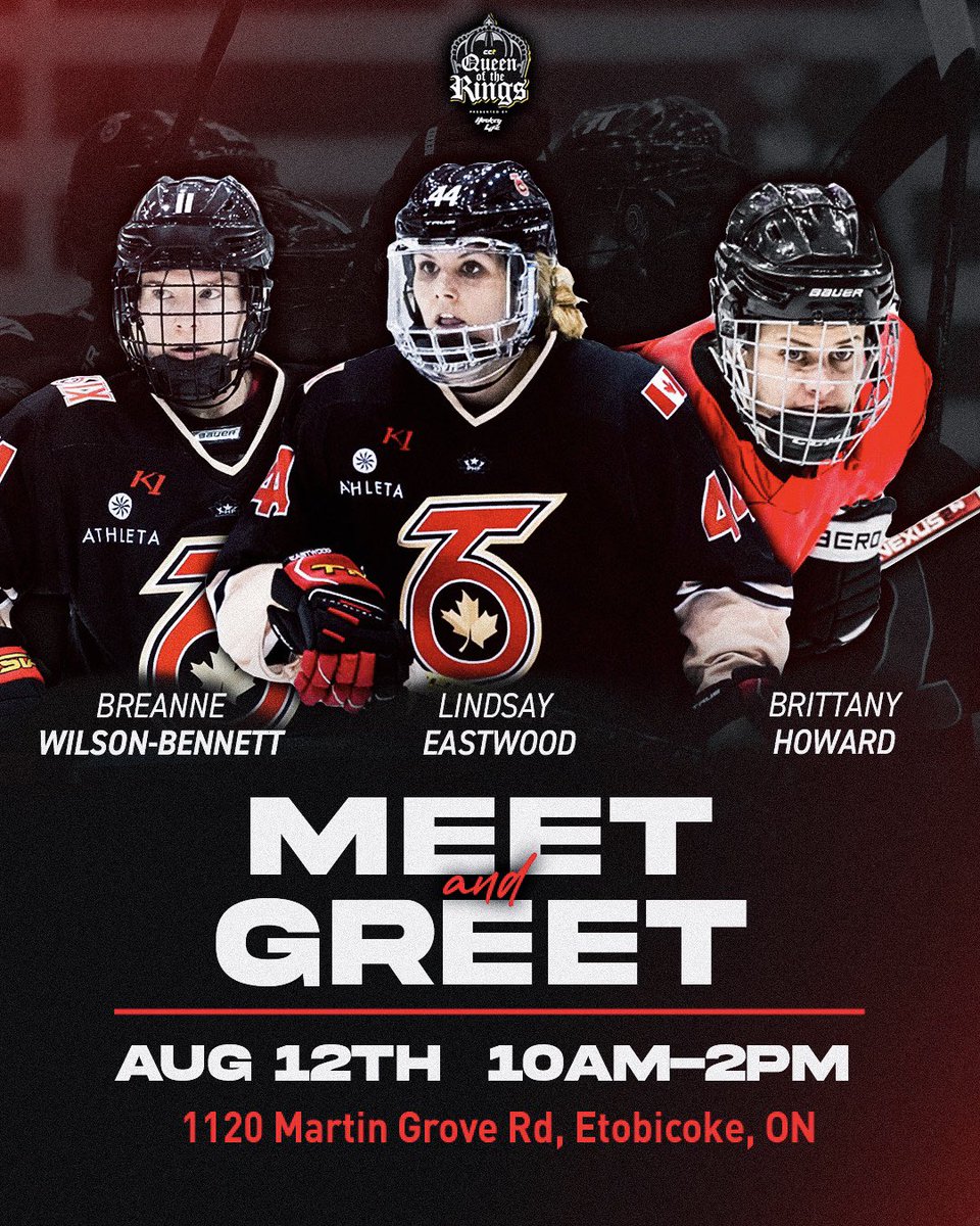 TheTorontoSix's tweet photo. Are you heading to @CanlanSports Etobicoke for “Queen Of The Rings” tomorrow? 

If so, make sure to stop by to say hello to some of your favourite #T6 players who will be in attendance from 10 am-2pm 🤩🏒

Lots more fun activities for event attendees planned throughout the day! https://t.co/oM5zfOT2Dd
