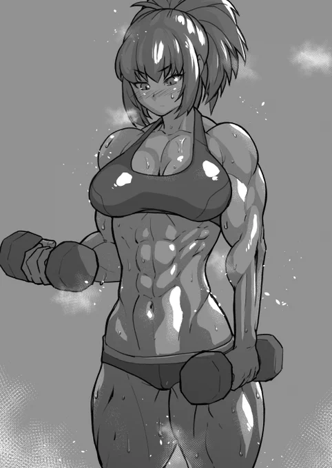 トレーニング中汗だくレオナらくがき Leona from KOF 