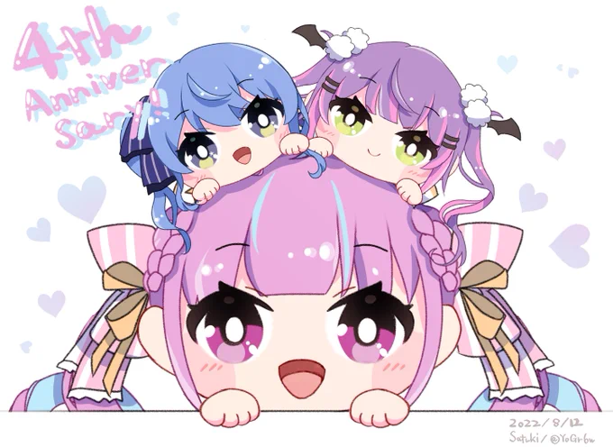 スタテンでお祝いあくたん4周年おめでとうございます#ほしまちぎゃらりー #TOWART #あくあーと  #Startend #湊あくあ4周年 #絵柄が好みっていう人にフォローされたい  #イラスト 