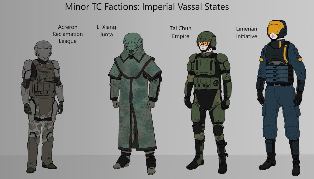goeliath's tweet photo. Imperial Vassal States of the Free Colonies

The Vassals of the Empire have been granted some level of autonomy in return for their loyalty to the Azen Empire. Those who submit willingly usually are the ones provided with these favorable terms.

#Scifi #scifiart #armor https://t.co/O5km6WfcUl