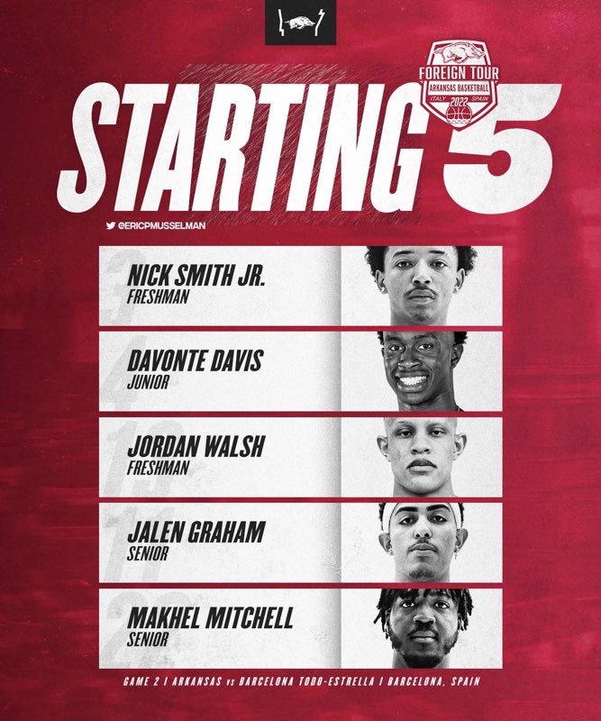 EricPMusselman's tweet photo. Starting ✋ #HogsAbroad https://t.co/QW4c9DzpPo