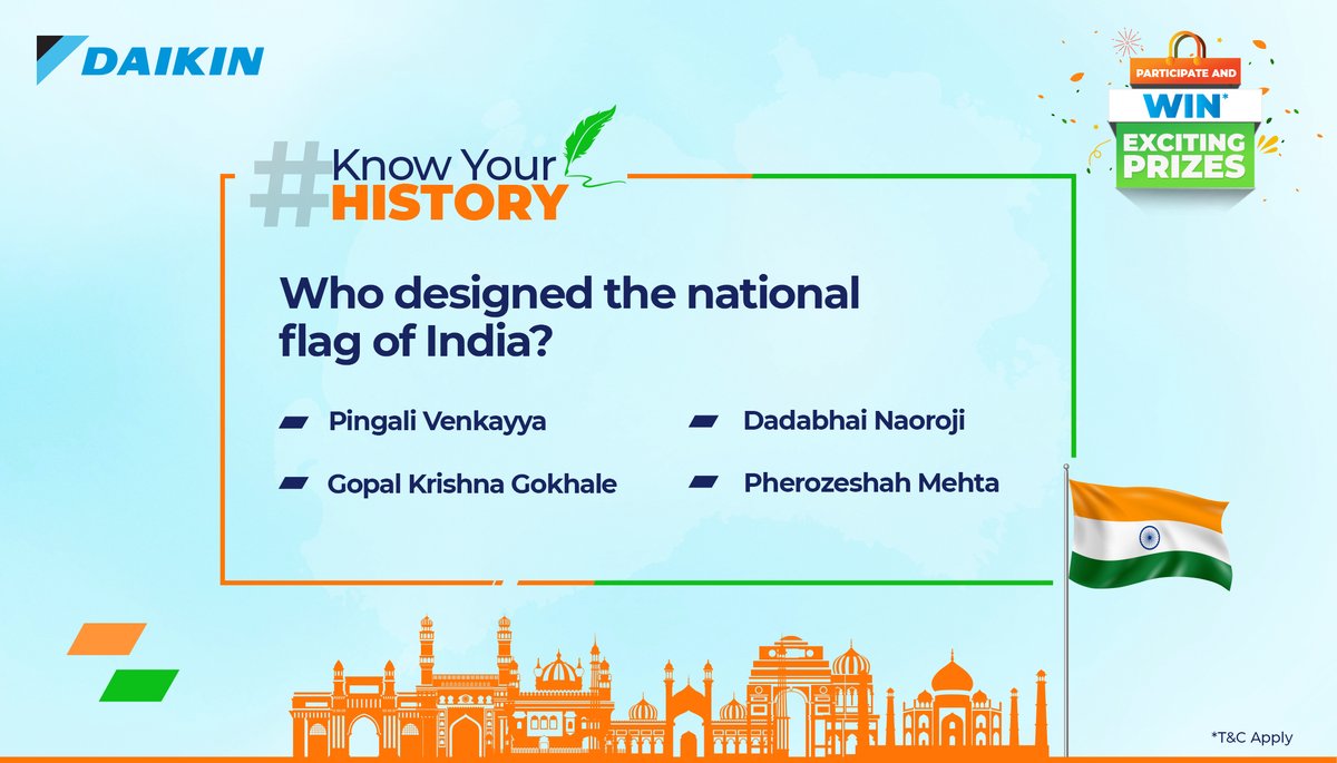 DaikinIndia's tweet photo. How well do you really #KnowYourHistory? Let us know the correct answer in the comment section and tag 5 friends to win exciting prizes 🏆🎁! T&amp;C apply. 

#Daikin #IndependenceDay2022 #InnovatingForChange #KnowYourHistory #Contest #ContestAlert #ContestAlertIndia #ContestTime https://t.co/yr5pEIVzpR